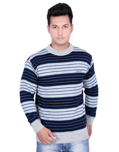 Mens Acrylic Designer Sweater Blue