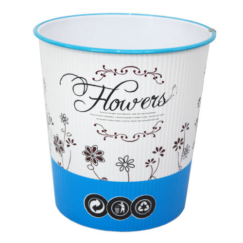 Plastic Flower Printed Open Top Waste Bin (B06-931C)