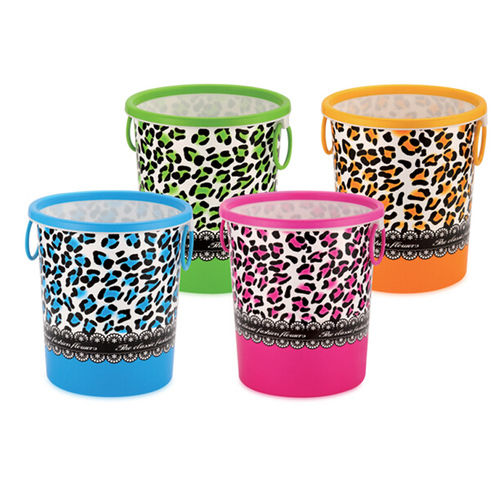 Plastic Leopard Design Dust Bin with Loop