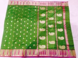 Green Print Chanderi Silk Sarees