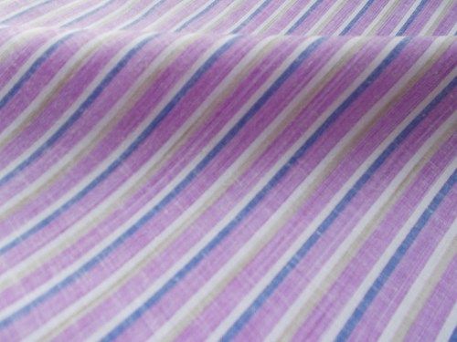 Metal Linen Shirting Fabric Striped (Pink)