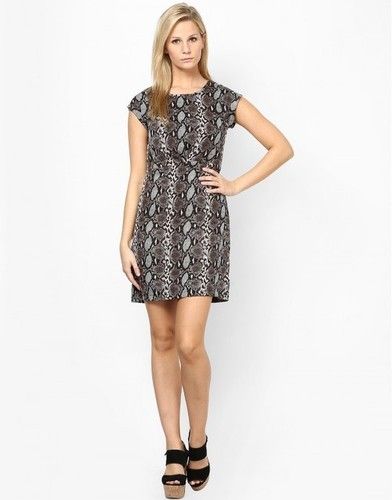 Automatic Brown Printed Sleeveless Dress