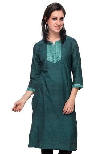 Green Printed Cotton Kurti