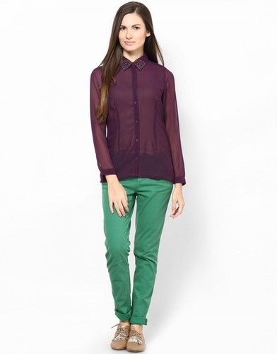 Polyester Solid Women's Shirt