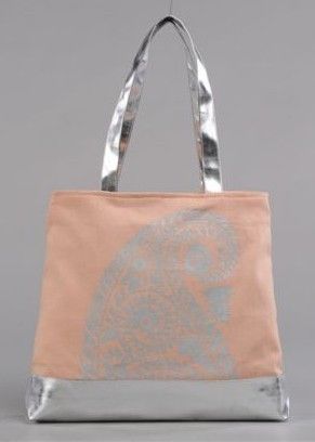 Peach Color Printed Canvas Bag (Anaida)