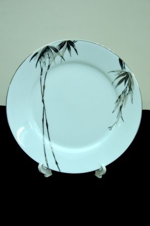 Silver Bamboo Ceramic Plate