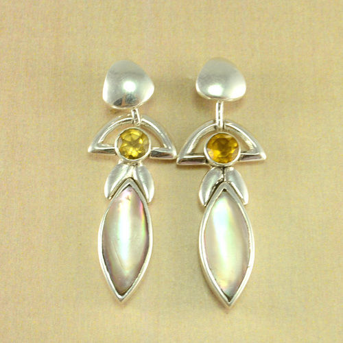 Abaloni And Citrin Earrings