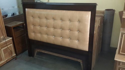 Leather Back Wooden Bed