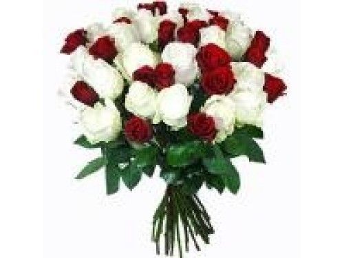 Mixed Red And White Flowers Bunch