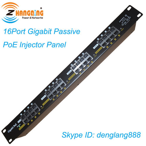 Rack Mount Passive PoE Panel 16port Gigabit POE Injector 