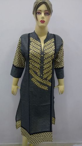 Grey And Golden Color Kurti