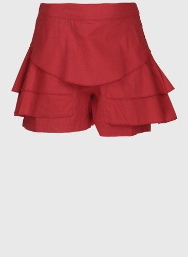Red Stylish Regular Fit Cotton Short for Girls