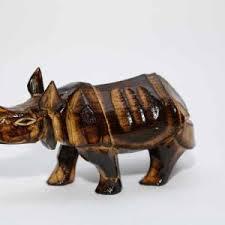 Rhino Wooden Statue