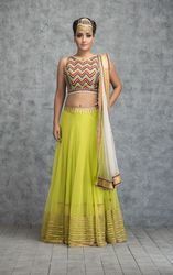 Embroidered Lime Green Tribal Lehenga