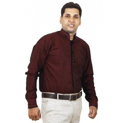 Maroon Linen Party Wear Shirt