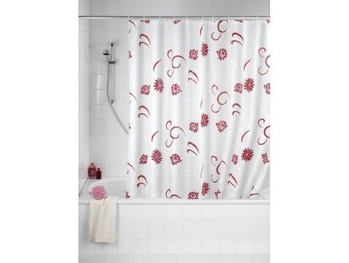 Peva Shower Curtain Flower Red