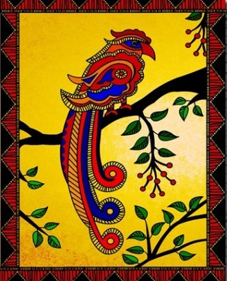 Beautiful Bird On Tree Painting