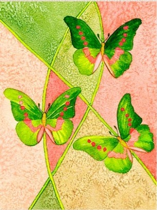 Green Butterflies Painting
