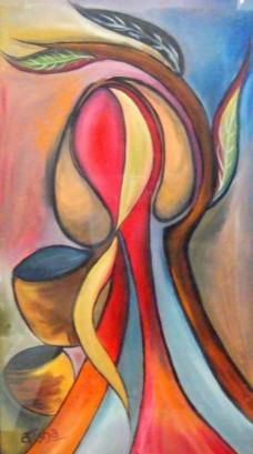 Lady With Pots Painting