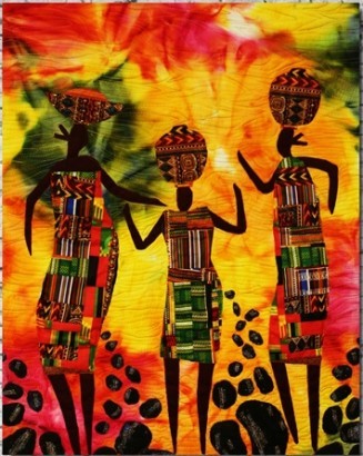 पारंपरिक गांव और लोगों की पेंटिंग