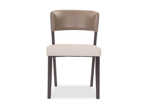 Upholstered Dining Chair - Curved Backrest Design, Two-Tone Fabric for Enhanced Comfort and Support