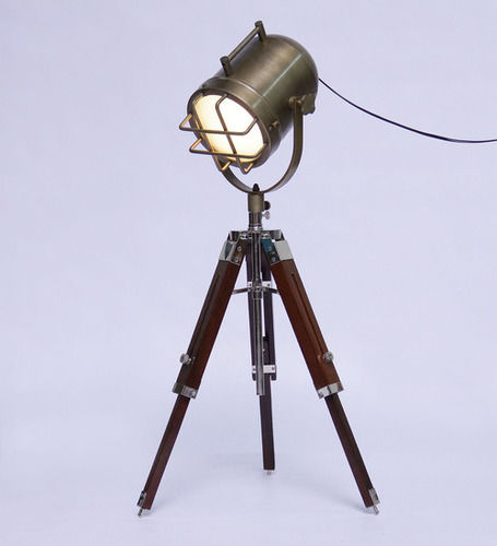 Antique Wooden Tripod Table Lamp