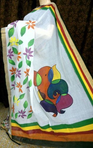 Handloom Mural Art Paint Silk Saree