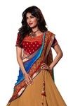 Fabdeal Plain Solid Dye Tie Dye Georgette Brown Lehenga