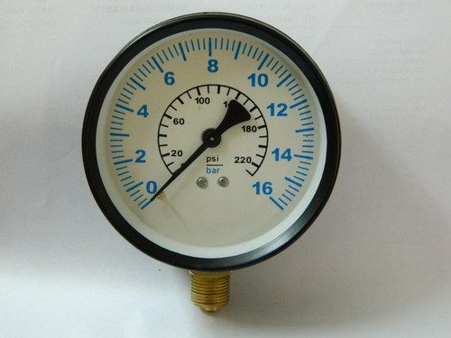 Pressure Gauge 4 Inch Dial Blue