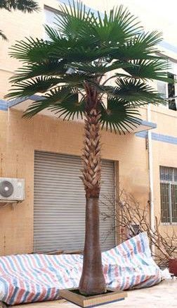 Artificial Fan Palm Plastic Tree With Fiber Glass Trunk