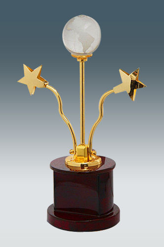 Crystal Globe And Flying Stars Golden Trophy ( Gk 839 )