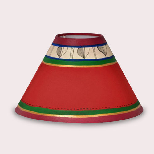 Exclusivelane 10 Inch Floral Handpainted Conical Lamp Shade In Red