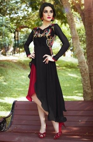 Charming Black Georgette Kurti