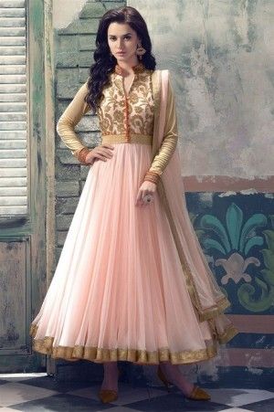 Pink Net Anarkali Suit