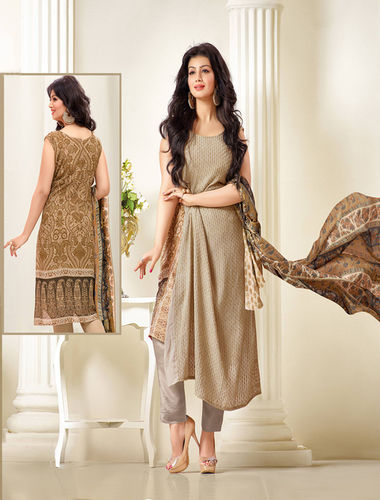 Exclusive Embroidered Designer Beige Straight Suits 