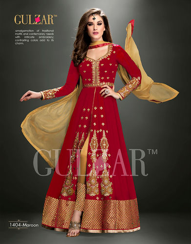 Latest Heavy Floor Length Designer Maroon Anarkali Suit