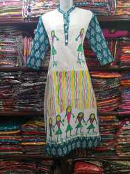 Cotton Fabric Brush Print Kurti