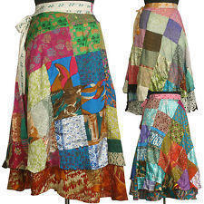 Vintage Silk Sari Patchwork Magic Wrap Skirts