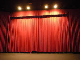 Red Auditorium Motorized Stage Curtain Frills