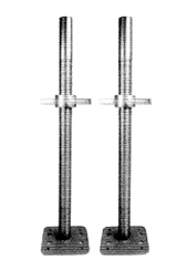 Adjustable Base Jack - MS Bar 32, 36, 38 mm With 4 TPI Acme Threads, 150x150x6 mm Base Plate, Two Handle Nut, Available Lengths: 350-600 mm