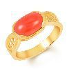 Coral Gold Gemstone Ring