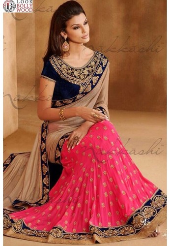 Ethnic Grey and Pink Designer Saree