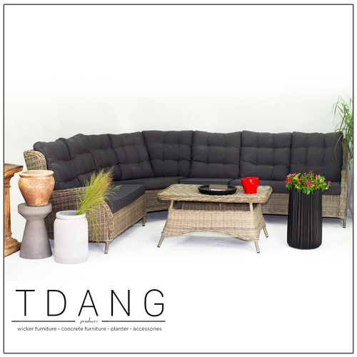 Hanna 5 Pieces Seating Sofa Set With Black Cushions