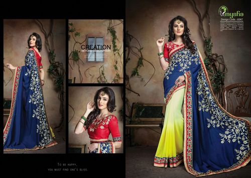 Georgette And Satin Chiffon Sarees