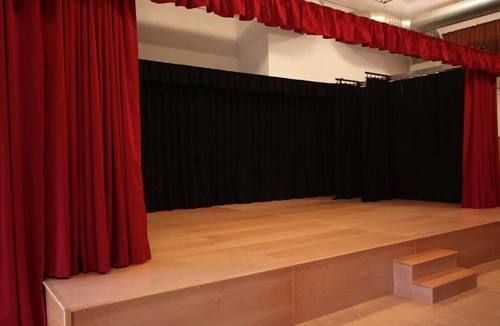 Red Automated Horizontal Sliding Stage Curtain