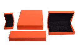 Orange Color Paper Fabricated Jewelry Boxes