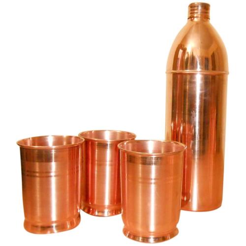 Copper Water Bottle And Glass