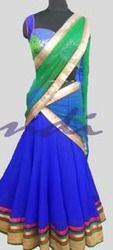 Royal Blue Lehenga With Brocade Blouse