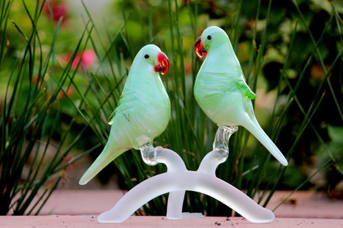 Pair of Green Crystal Parrot