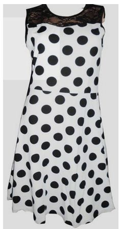 Black And White Polka Dot Print Ladies Short Dress